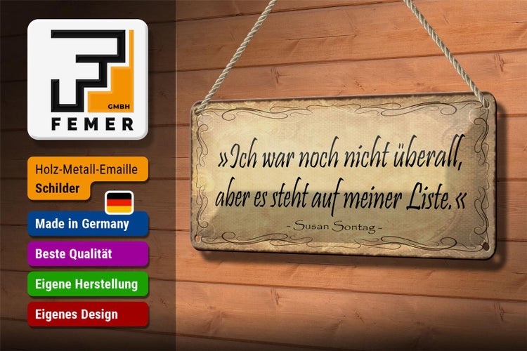Blechschild Spruch 27x10cm ich war nicht überall aber steht Dekoration