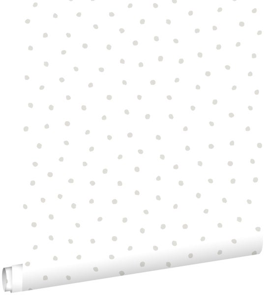 ESTAhome Tapete Punkte Grau und Weiß - 53 cm x 10,05 m - 138935
