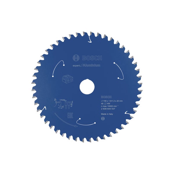 Bosch Kreissägeblatt Expert for Aluminium für Akku-Handkreissägen 150 x 1,8 / 1,3 x 20 48 Zähne - 2608644537