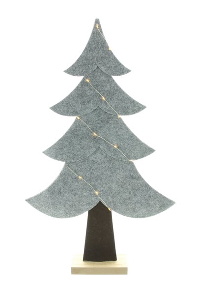 FRANK FLECHTWAREN | LED-Tanne Filz, 34 x 6 x 56 cm, FILZ, KUNSTSTOFF, HOLZ,