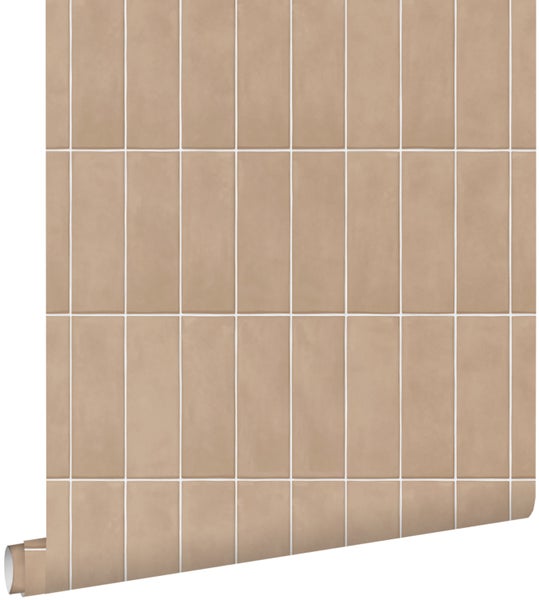 ESTAhome Tapete Fliesenmuster Beige - 50 x 900 cm - 131536