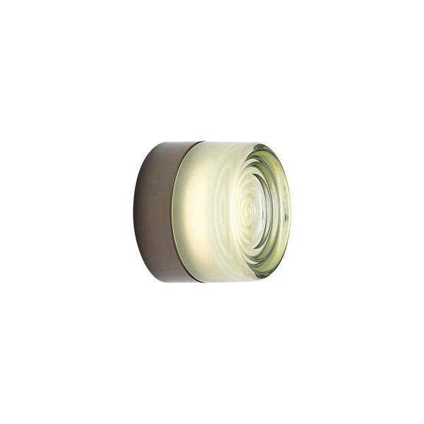 Runde LED Wandleuchte mit metallischem Gehäuse und strukturiertem Glasdiffusor für eine moderne Innenbeleuchtung.