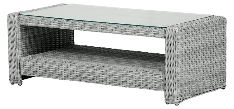 Vinor Couchtisch Garten mit Glasplatte, sand. 111 X 56 X 41 cm