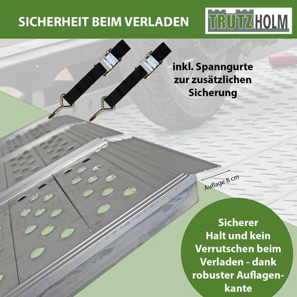 DREIBREIT by TRUTZHOLM Alu Auffahrrampe 215 cm 3-fach klappbar 1020 kg gelocht Verladerampe Rampe