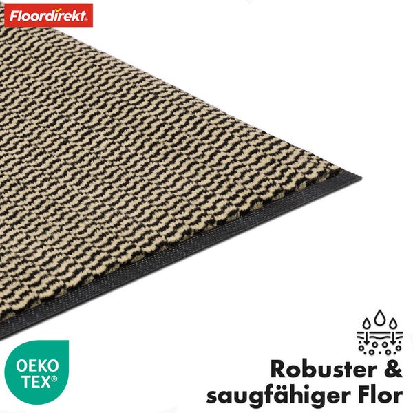 FLOORDIREKT Schmutzfangmatte - SKY Novo - PVC-frei - Extra Halt & Langlebigkeit - Ocker-Schwarz - 40 x 60 cm