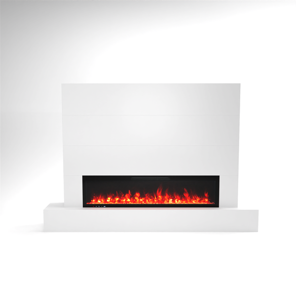 Glow Fire Fernsehwand mit Kamin 'Inside 182'| Cinewall mit Elektrokamin in weiss mit Heizung (1500 W) | HxBxT: 195x282,6x41,8 cm
