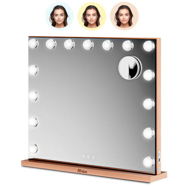 Mirlux Hollywood Make Up Spiegel LED-Beleuchtung - 10x Zoom - Aufhängbar - Rose Gold - 58x48cm