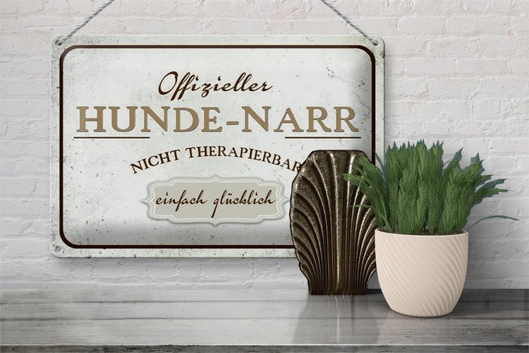Blechschild Spruch 30x20cm Hunde-Narr nicht therapierbar