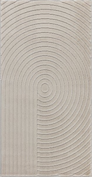 Moderner Skandinavischer Teppich für Innen-/Außenbereich Beige 80x150 cm EMIKO