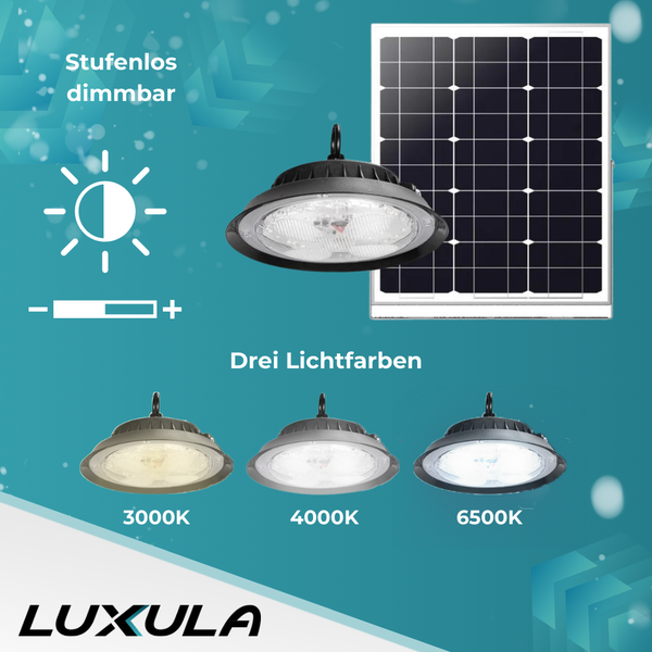 Luxula LED-Leuchte mit Solarmodul, stufenlos dimmbar und mit drei Lichtfarben