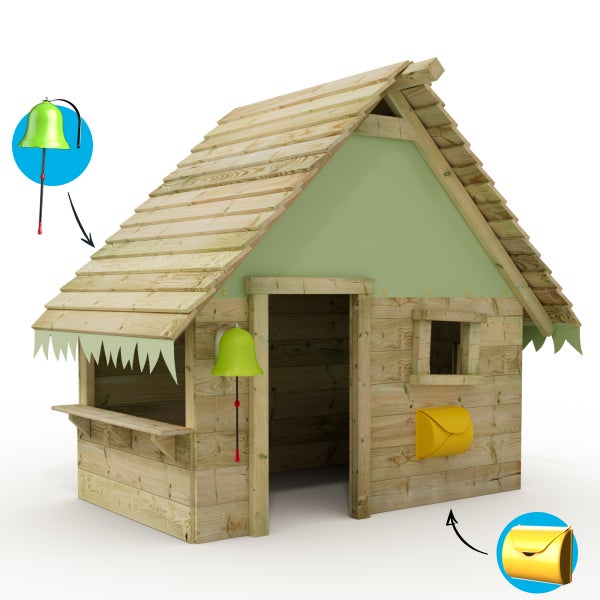 WICKEY Spielhaus für Kinder Tipi mit Holzdach und Fenster  - pastellpink