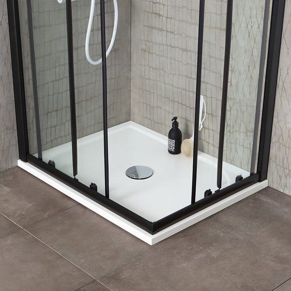 Schwarze Eckdusche mit Schiebetüren und Klarglas 6 mm | City