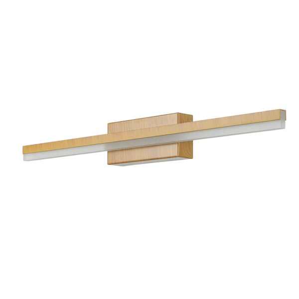 Holzfarbene LED-Wandleuchte mit geradlinigem Design zur Wandmontage