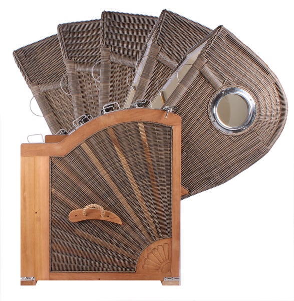 Strandkorb Westerland Teak Bullauge PE grey Dessin 545