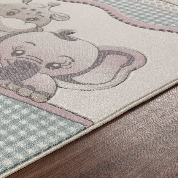Teppich für Kinder ZootiereBeige/Blau 200x275 cm CUTE ZOO