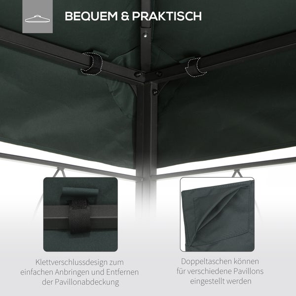 Outsunny Ersatzdach, Pavillondach für Metallpavillon, 3x4m, Polyester, Kohlegrau