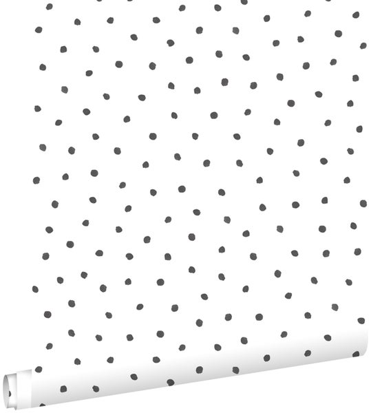 ESTAhome Tapete Punkte Schwarz und Weiß - 53 cm x 10.05 m - 138934