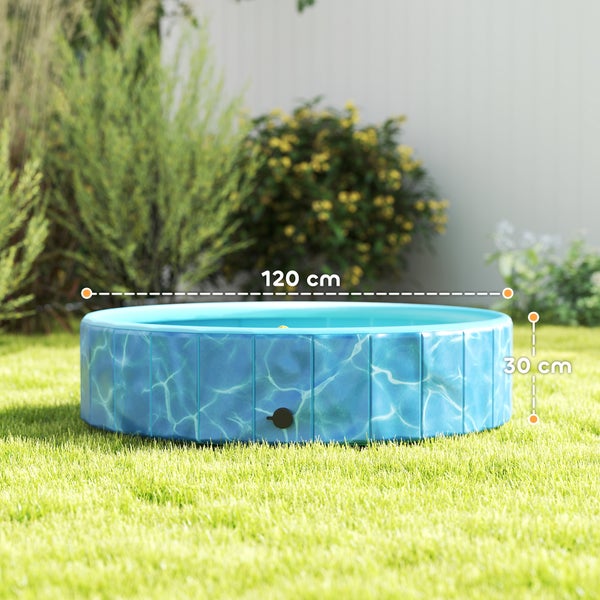 Runder Pool mit den Maßen 120 mal 30 Zentimeter im Garten