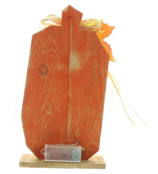 Dekorative Kürbisfigur aus Holz mit Beleuchtung für Herbstdekoration
