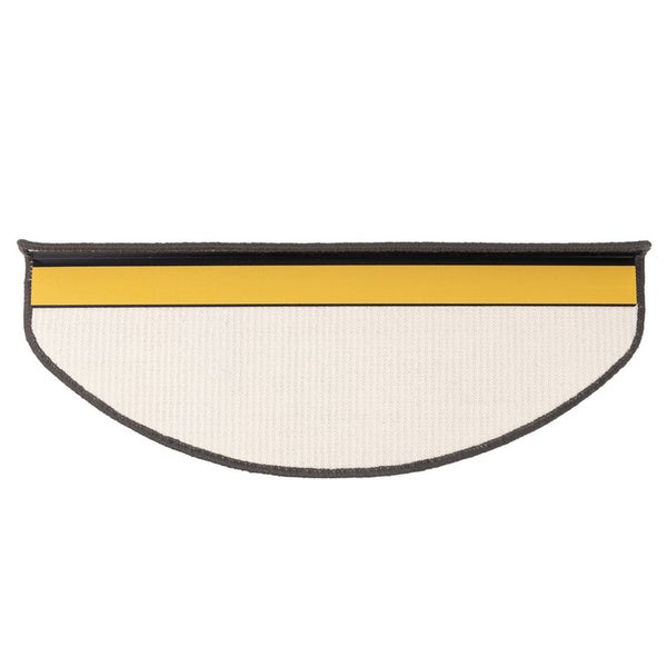 FLOORDIREKT Premium Sisal-Stufenmatte - Umkettelt & Selbstklebend - Halbrund - Grau - 23,5 x 65 cm