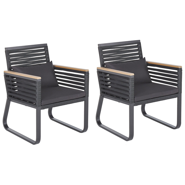 Set mit 2 Stühlen und Sitzkissen CANETTO Metall Schwarz