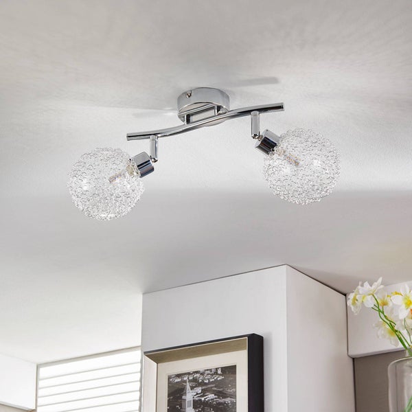 Lindby Deckenlampe Ticino in Chrom aus Metall (2 flammig, G9) - Deckenleuchte Lampe Flurleuchte