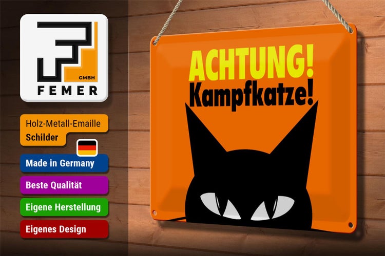 Blechschild Spruch 30x20cm Achtung Kampfkatze Katze
