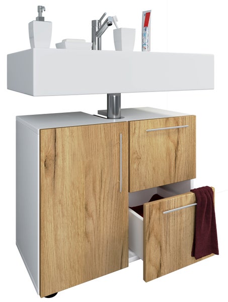 Holz Badmöbel Badunterschrank Flandu Schublade