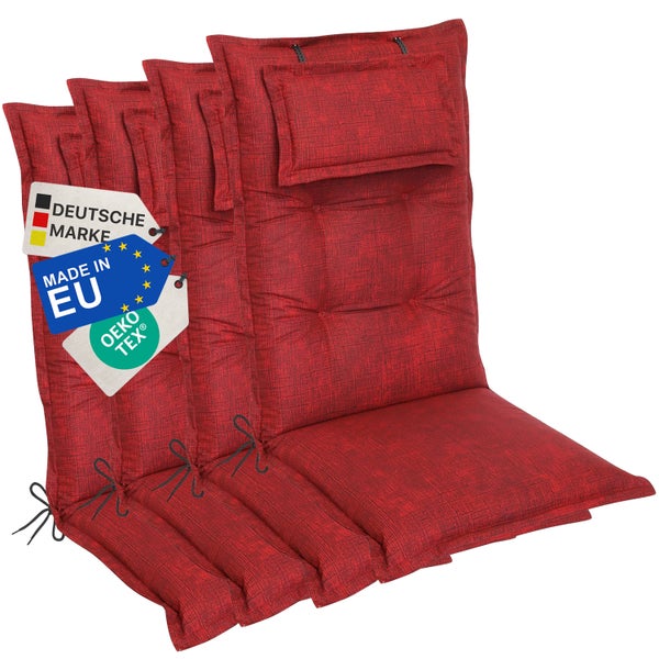 Stuhlkissen im Viererpack mit dem Zeichen Deutsche Marke, Hergestellt in der EU und Oeko-Tex Siegel