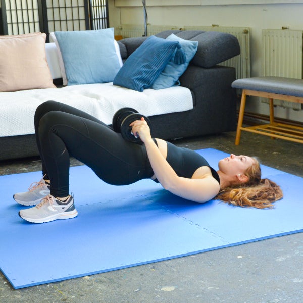 12mm Trainingsmatte mit Rand - 90x90cm Bodenschutz-Matte Blau
