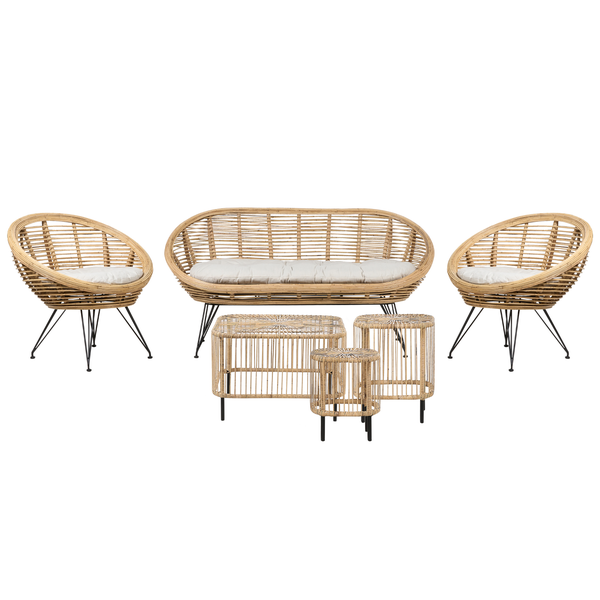 Gartenmöbel-Set aus Rattan mit Sofa, zwei Stühlen und zwei Tischen