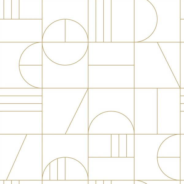 Grafisches Tapetenmuster mit Linien, Kreisen und geometrischen Formen