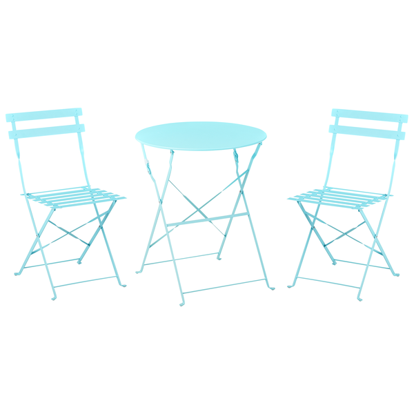 Gartentisch mit zwei Gartenstühlen aus Metall