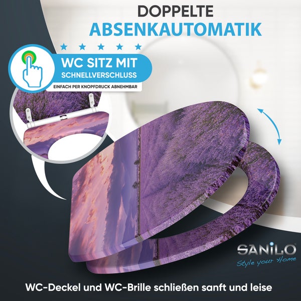 WC-Sitz mit Absenkautomatik & Top Fix Lavendel