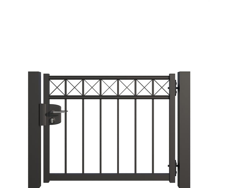 Metallgartentor mit Schloss und geradlinigem Design