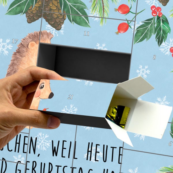 Mr. & Mrs. Panda Befüllbarer Adventskalender Igel Kuchenstück - Blau Pastell
