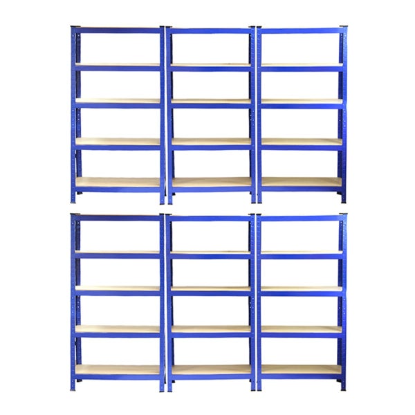 6 x Monster Racking T-Rax 75cm Lagerregal Blau mit Gratis Gummihammer
