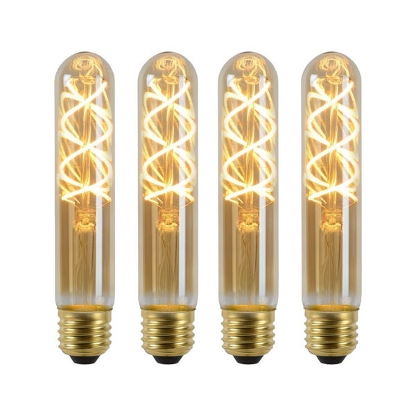 Vintage LED Lampe, dimmbar, E27, Röhre T30, Filament, 4,9W, 380lm, 2200K 4er-Pack
