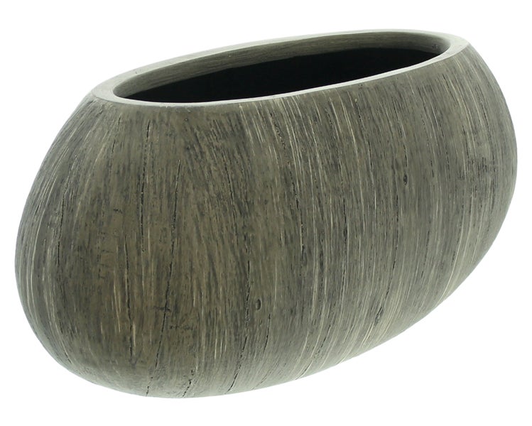 Ovale Pflanzschale mit Holzstruktur