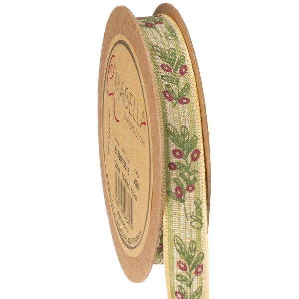 Dekorband Olive 15 mm auf Spule