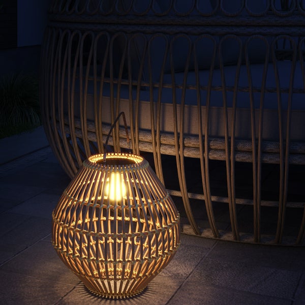 Outsunny Solarleuchte, Ø31 x 32Hcm, PE Rattan, Stahl, gelb