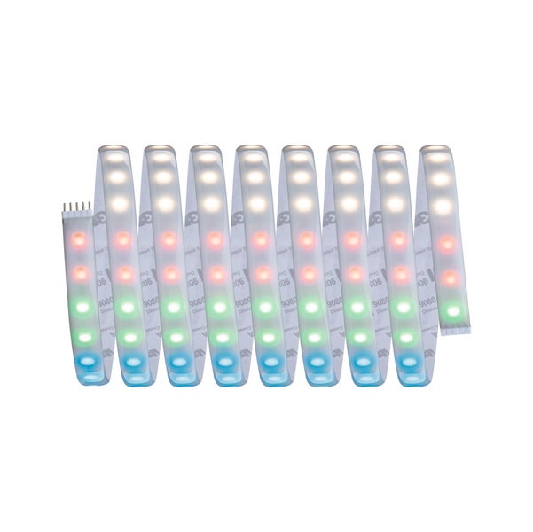 Verpackungsinhalt: LED-Streifen, Fernbedienung, Netzteil, Verbindungskabel und Produktdaten