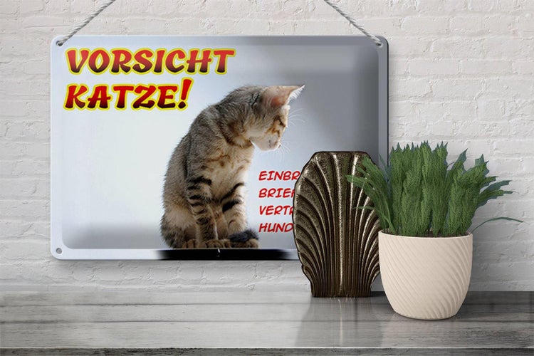 Blechschild Spruch 30x20cm Vorsicht Katze Strichliste