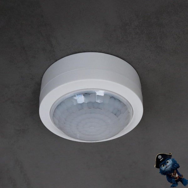 Theben 1030203 PIRA T8 AP Bewegungsmelder/Präsenzmelder für den Innenbereich, 200 W LED, Erfassungsbereich rund 360°, Ø 8 m, Nachlaufzeit 5 s - 15 min, Aufputz-Montage
