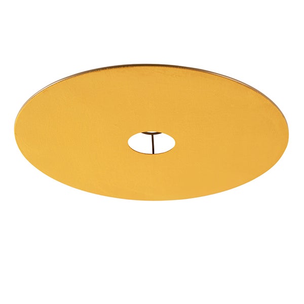 Flacher Lampenschirm aus Velours gelb mit Gold 45 cm