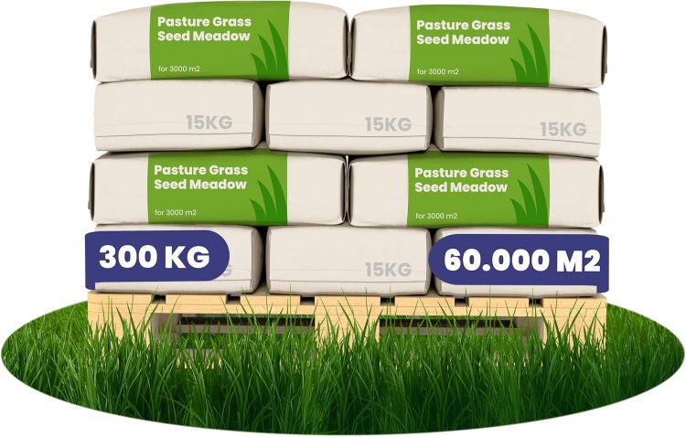 Palette mit Weidegrassamenmischung für 60000 Quadratmeter