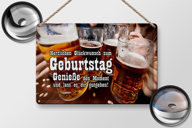 Blechschild Spruch 30x20cm Glückwunsch zum Geburtstag Bier
