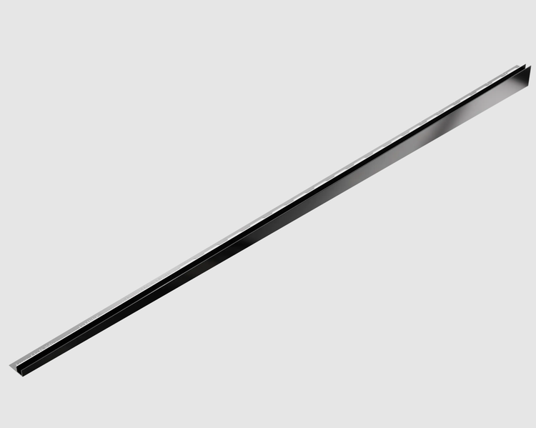 Schwarzes U-Profil aus Metall für den Kantenabschluss.