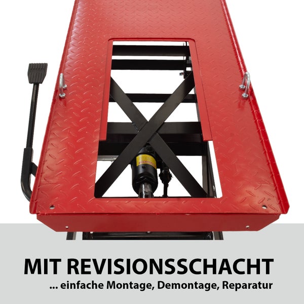 Motorradhebebühne mit Inspektionsluke
