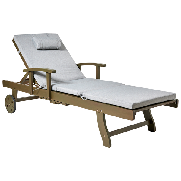 Sonnenliege mit Kissen AMANTEA PREMIUM Akazienholz Grau